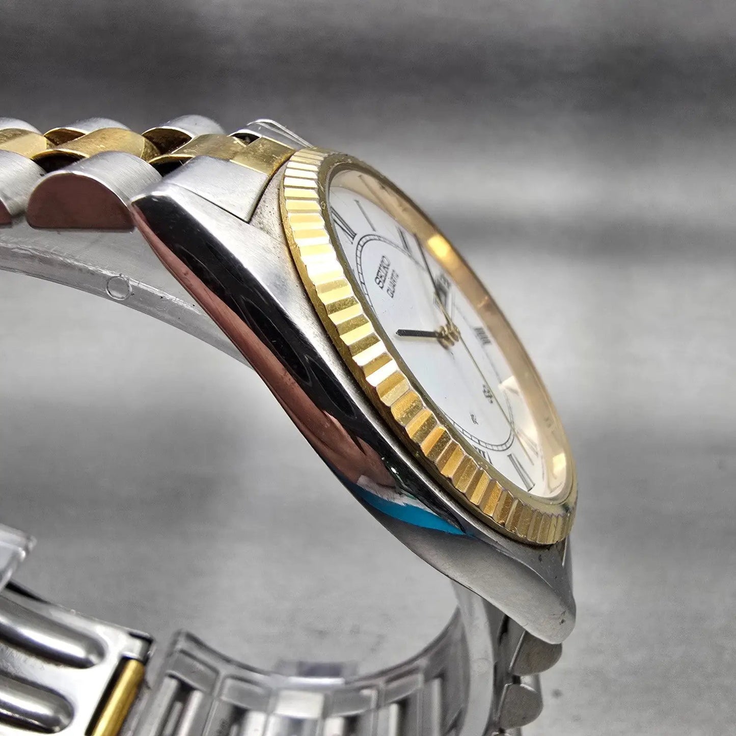 Seiko President Watch Men 36mm White Dial Two Tone Daydate 5Y23-8A60 New Battery4