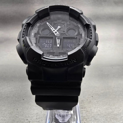 Casio G-Shock GA-100 Watch Men 50mm Black Dial Black Chrono Alarm New Battery KL5