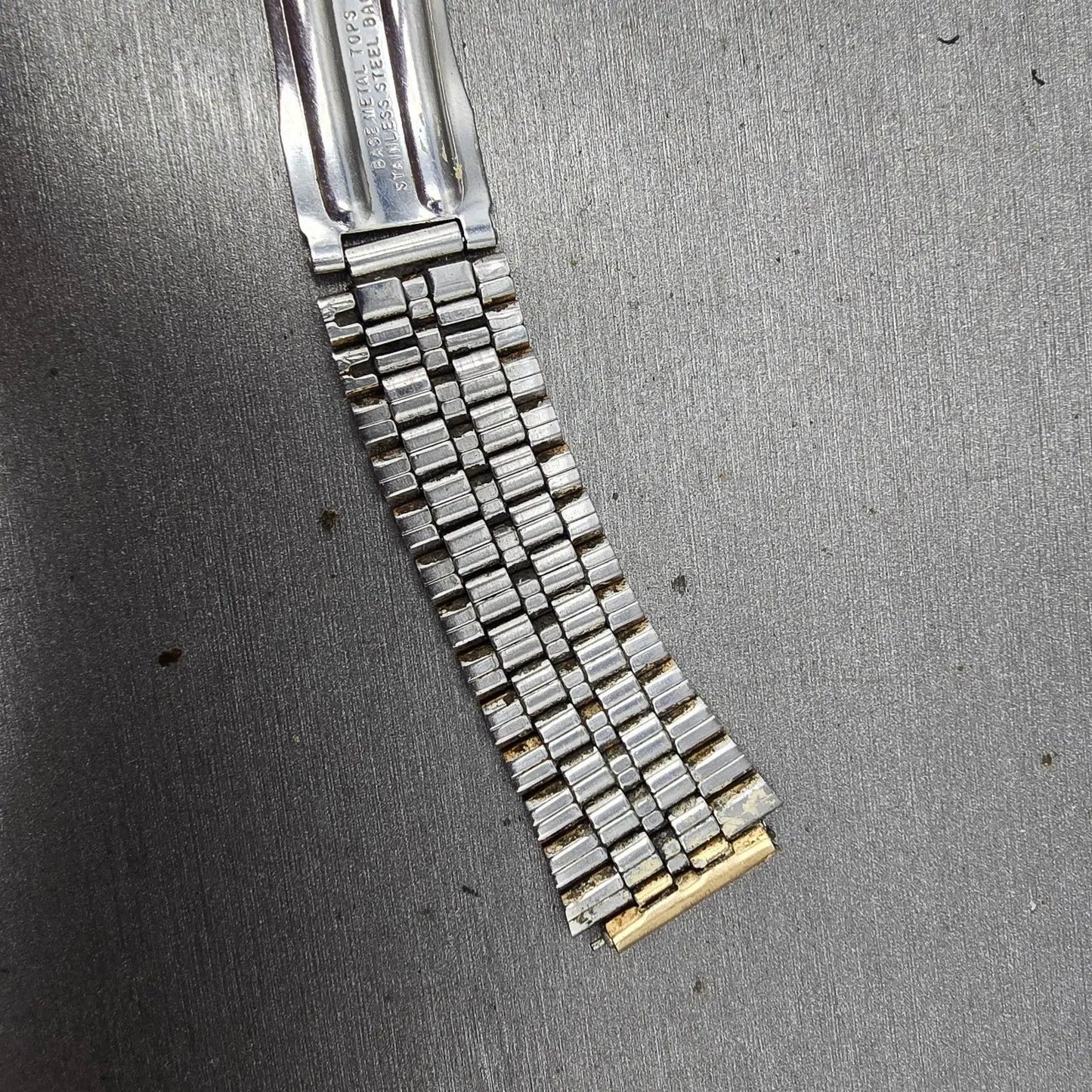 Seiko SQ Bracelet 17mm Stainless Steel Two Tone Tri Folding Clasp VTG Japan B27414