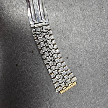 Seiko SQ Bracelet 17mm Stainless Steel Two Tone Tri Folding Clasp VTG Japan B27414