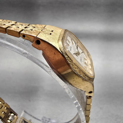 Seiko Special Watch Women 20mm Silver Dial Gold Tone Rectangle 1140-3240 Works3