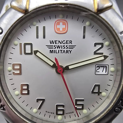 Wenger Swiss Military Watch Men 38mm Silver Dial Two Tone Date 79051 PARTS2