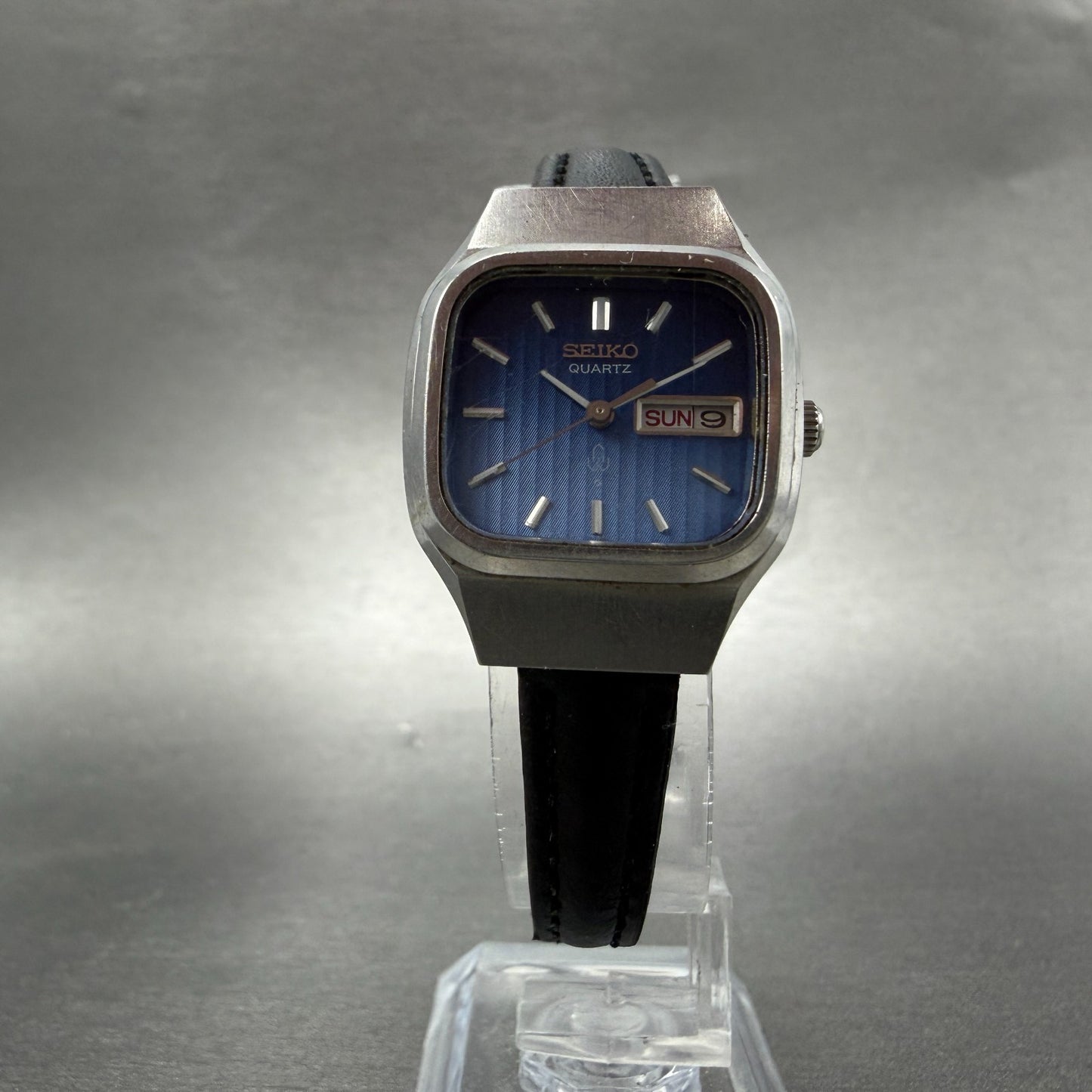 Seiko Watch Women 24mm Blue Dial Silver Tone Daydate 7903-5000 New Battery VTG5