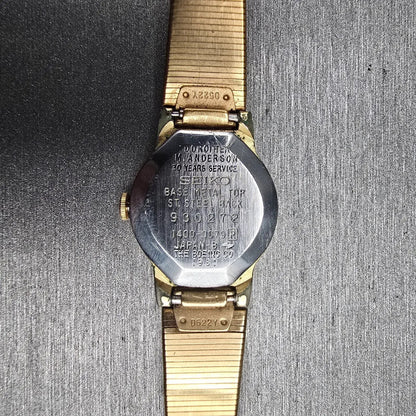 Seiko Watch Women 19mm Gold Dial Gold Tone Round 1400-0079 New Battery Vintage o10