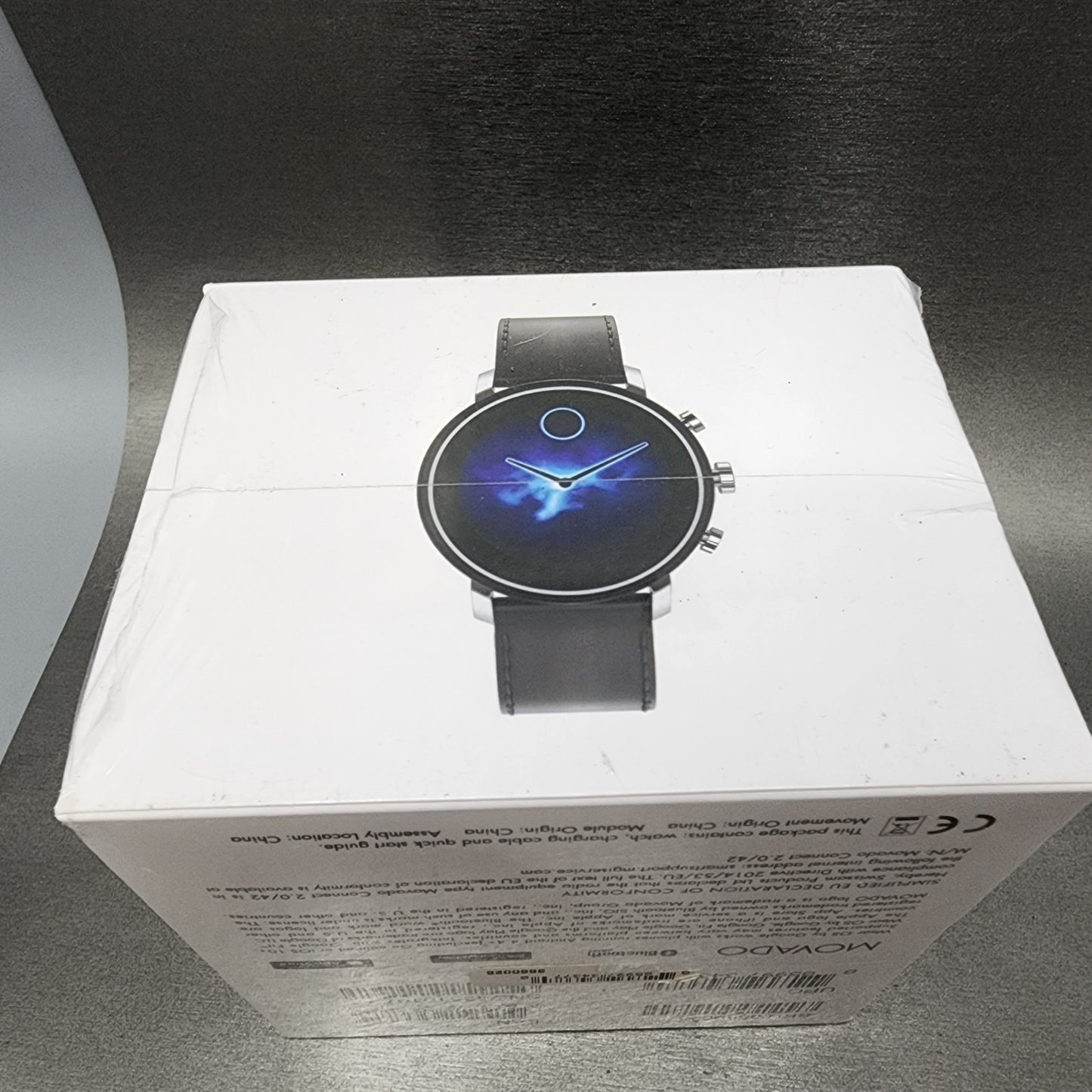 Movado Connect 2.0 42mm Stainless Steel Case Leather Band New 26600283