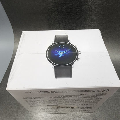 Movado Connect 2.0 42mm Stainless Steel Case Leather Band New 26600283