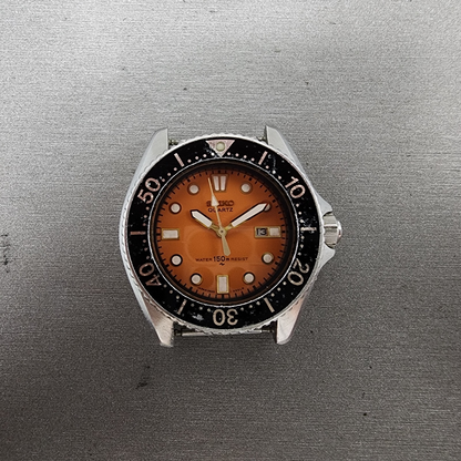 Seiko Diver watch Women 33mm Orange Dial silver Tone Date 2625-0010 New Battery