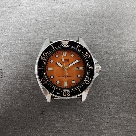 Seiko Diver watch Women 33mm Orange Dial silver Tone Date 2625-0010 New Battery