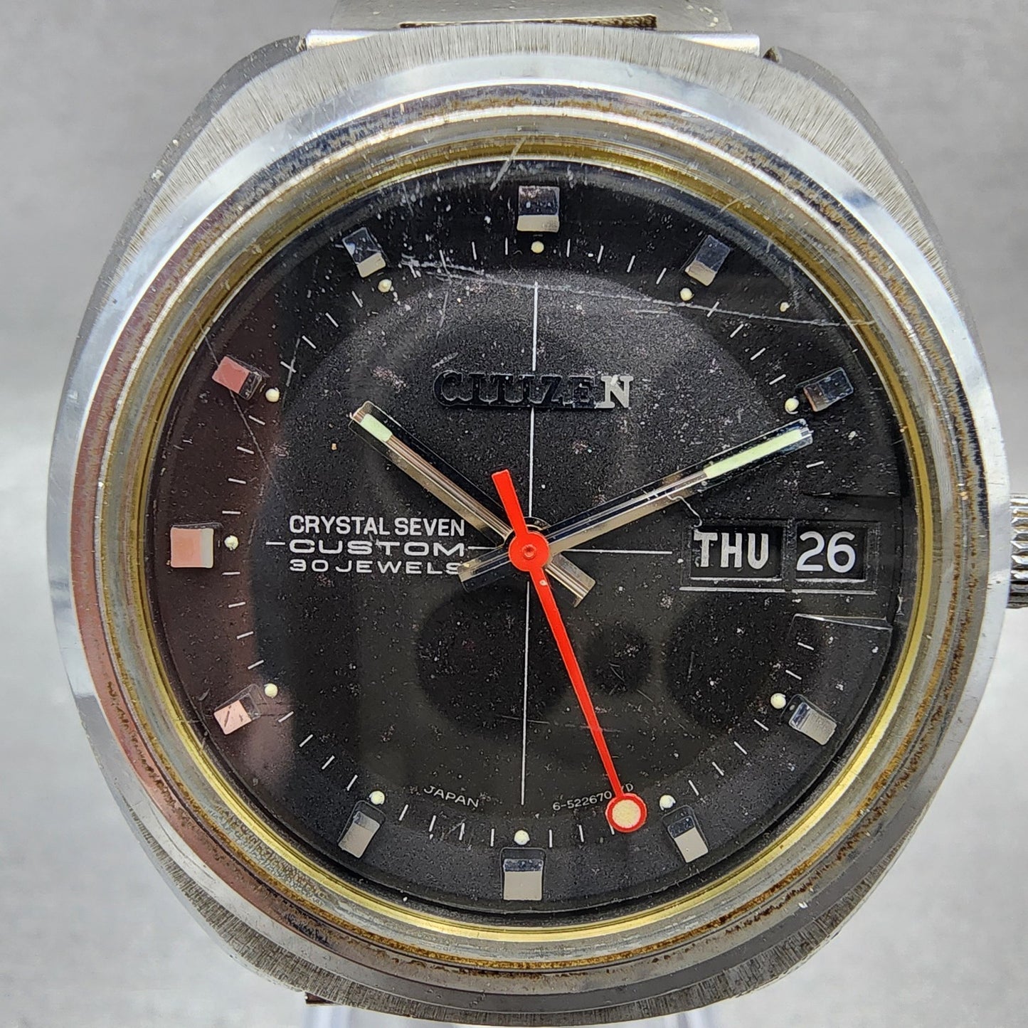 Citizen Crystal Seven Custom Automatic Watch Men 37mm Black Dial Steel Runs1