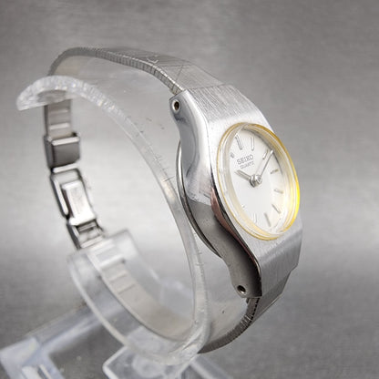 Seiko Watch Women 16mm White Dial Silver Tone Round 54200029 New Battery VTG4