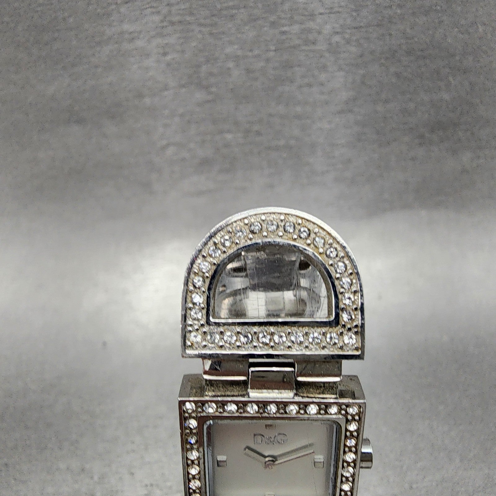 Dolce & Gabbana Tank Watch Women 21mm Silver Dial Steel Crystal Accent NewBattAB4