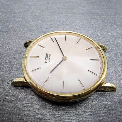Seiko Watch Men 32mm Cream Dial Gold Tone Round 7800-8019 NO BAND New Battery