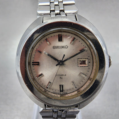 Seiko Watch Women 27mm Silver Dial Silver Tone Date Manual 2118-0400 Runs