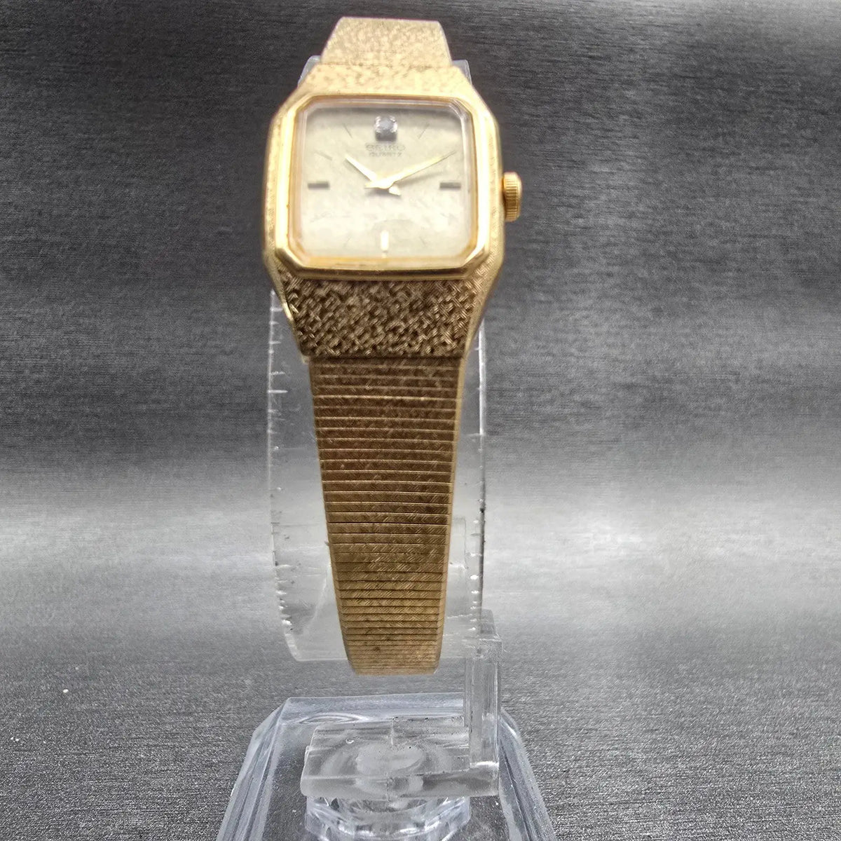 Seiko Watch Women 16mm Champagne Dial Gold Tone Rectangle 2C20-5780 New Battery5