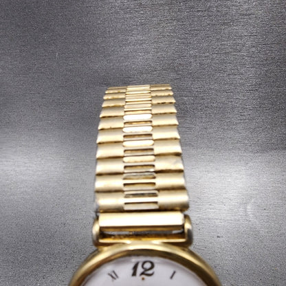 Seiko Pulsar Watch Men 33mm White Dial Gold Tone Date V5378a30 New Battery4