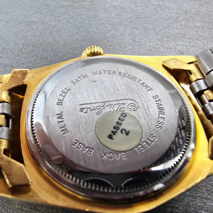 Lucien Piccard Dufonte Watch Men 36mm Gold Dial Gold Tone Date Diamond Bezel12