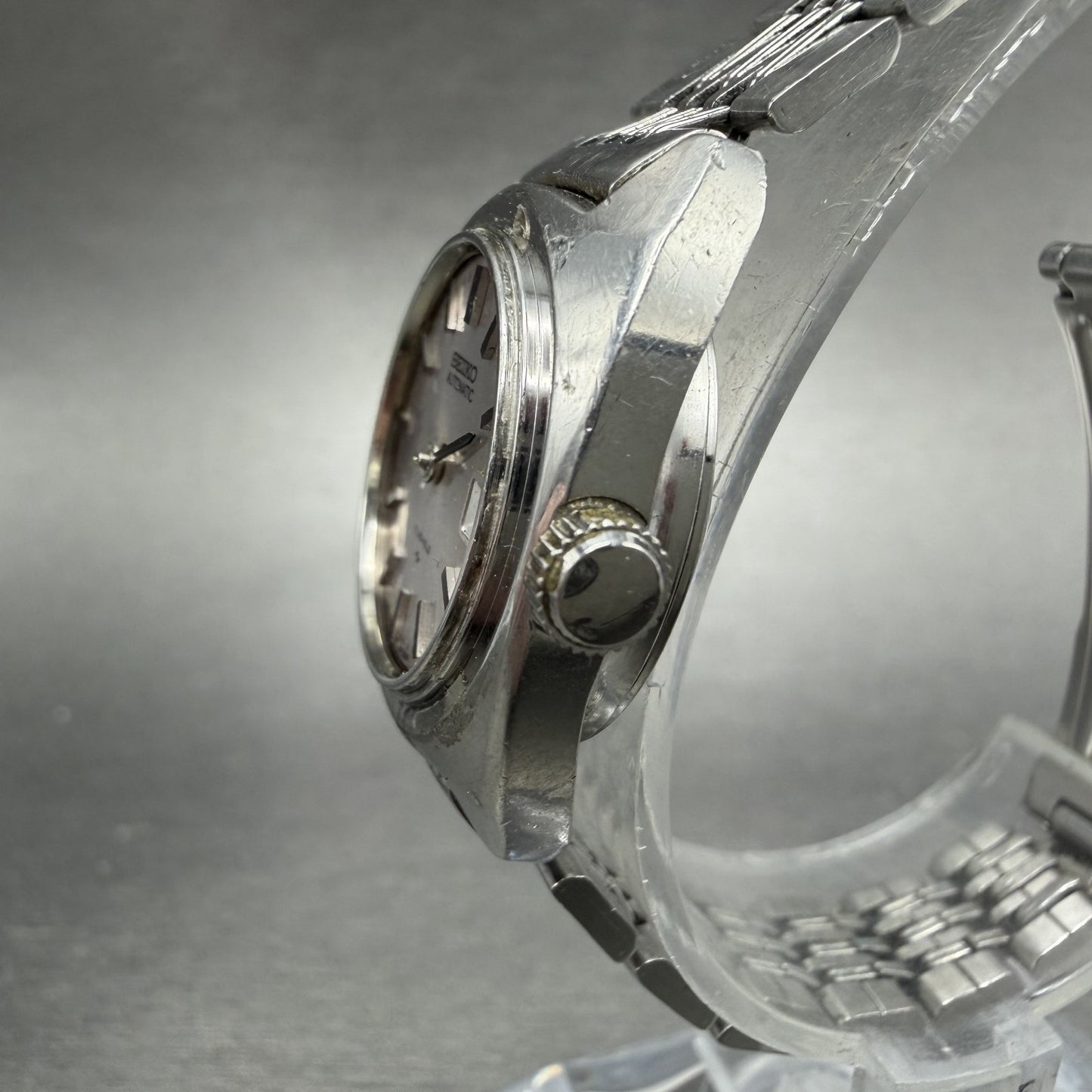 Seiko Automatic Watch Women 23mm Silver Dial Silver Tone Date 2205-0050 PARTS3