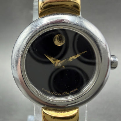 Movado Harmony Watch Women 23mm Black Dial Two Tone Round 97 A1 809 A New Batt1