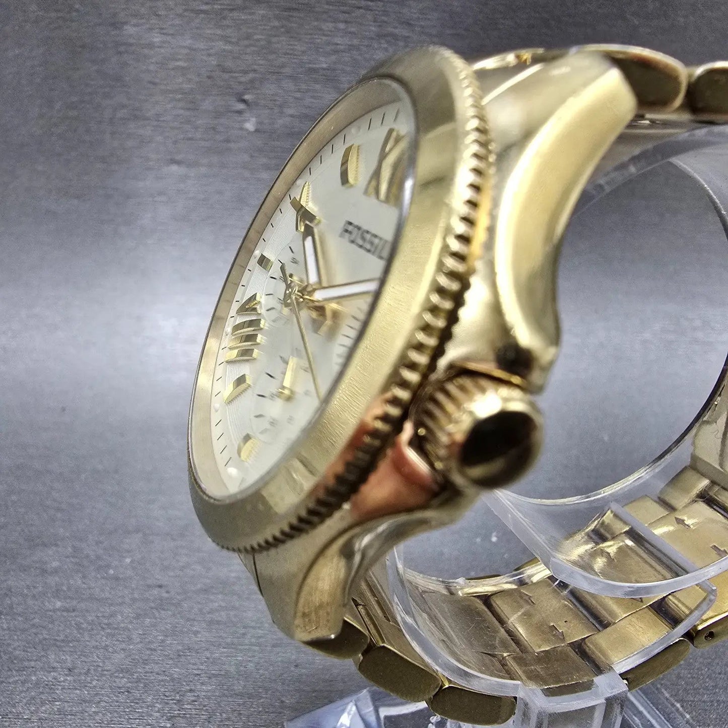 Fossil Cecile Watch Women 40mm Cream Dial Gold Tone Daydate AM4510 New Battery J2