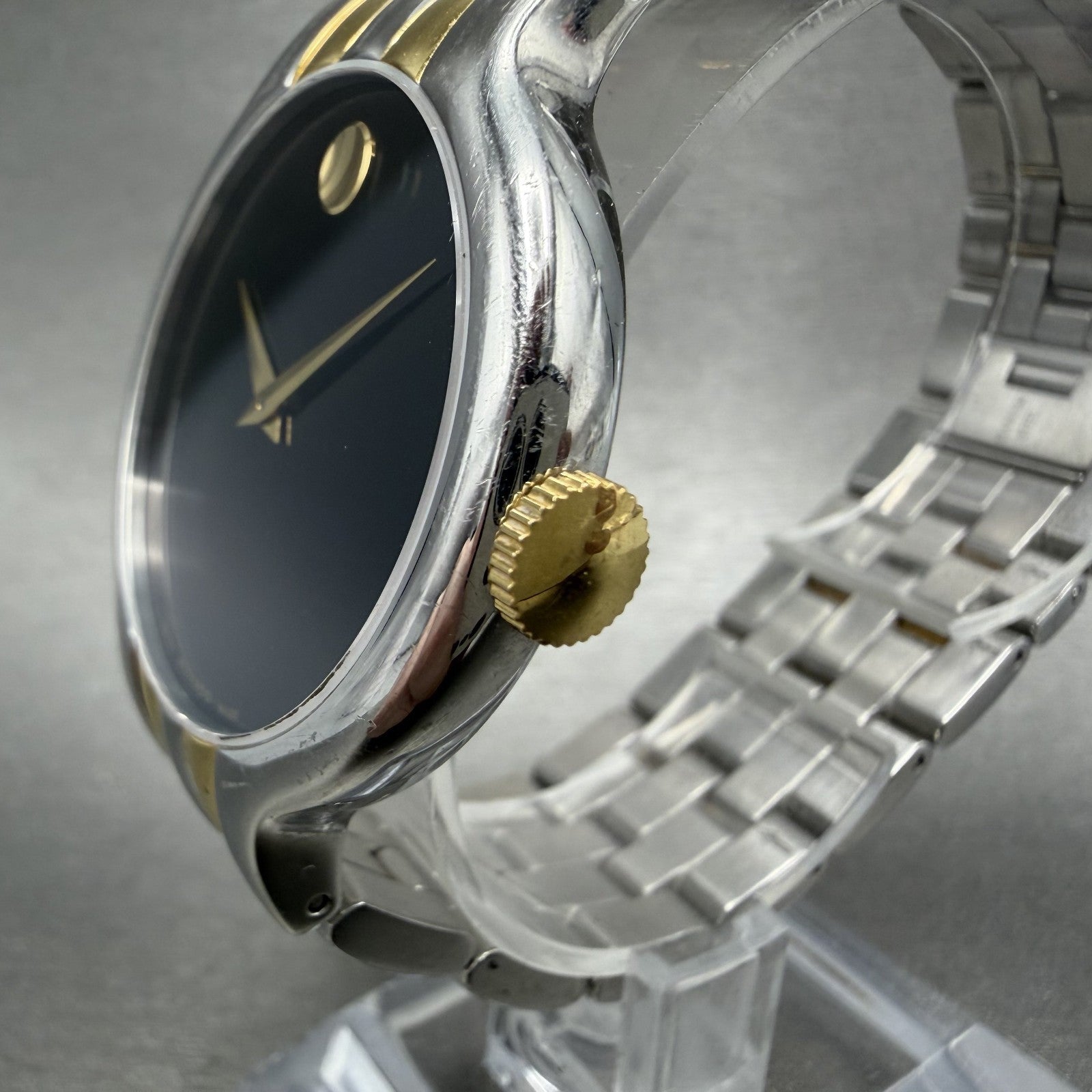 Movado Veturi Watch Men 38mm Black Dial Two Tone Round 0606932 New Battery2