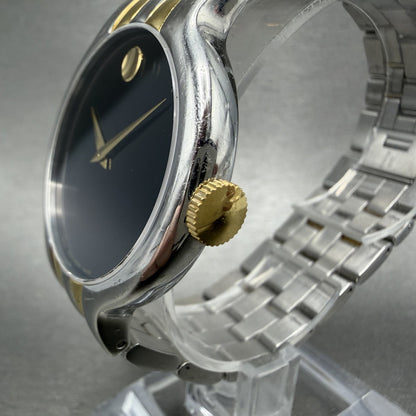 Movado Veturi Watch Men 38mm Black Dial Two Tone Round 0606932 New Battery2