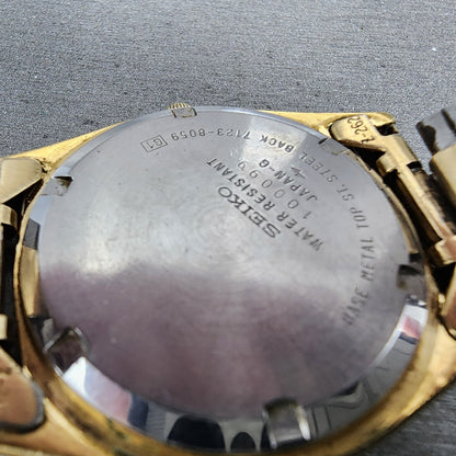 Seiko SQ President Watch Men 36mm Gold Dial Gold Plated Daydate Round NewBat C89