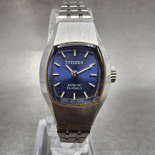 Citizen Special Watch Women 19mm Blue Dial Silver Tone Manual 4-673344 Runs