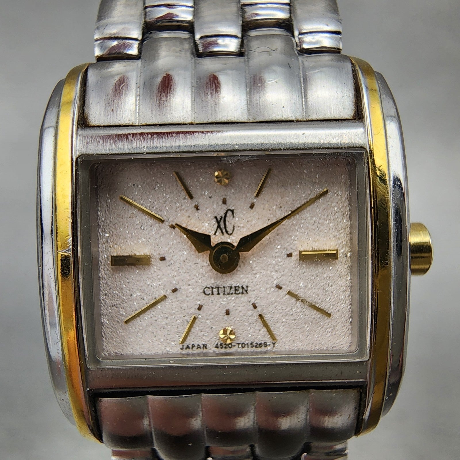 Citizen XC EcoDrive Tank Watch Women 19mm Cream Dial Two Tone Rectangle Runs1