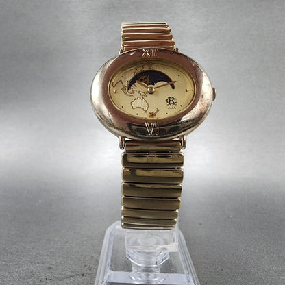 Seiko Alba Moon Phase Watch Women 32mm Champagne Dial Gold Tone V8065000 NewBat5
