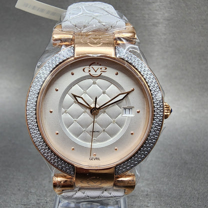 Gevril GV2 Berletta Watch Women 37mm White Dial Rose Gold Tone Date New Battery0