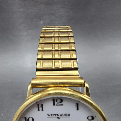 Wittnauer Watch Men 33mm White Dial Gold Tone Round New Battery Vintage4