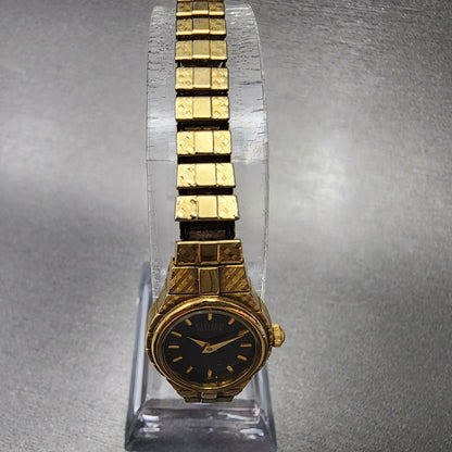 VTG Citizen Watch Women 16mm Black Dial Gold Tone Oval 5920-S52446 New Battery