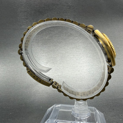 Seiko Watch Women 25mm Gold Dial Gold Tone Daydate Round 7N83-0041 New Battery7H8