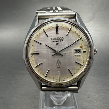 Seiko QT Watch Men 36mm Silver Dial Silver Tone Date Round 0822-8020 New Battery0