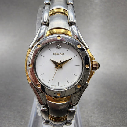 Seiko Watch Women 22mm White Dial Two Tone 1n010cw0 New Battery0