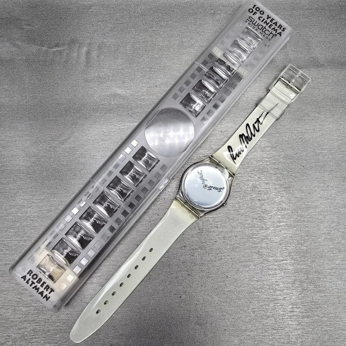 Swatch Time to Reflect Watch Men 34mm Silver Dial Clear Case GZ143 New Batt NOS015