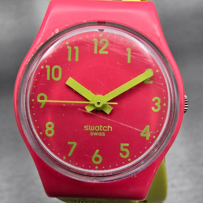 Swatch BIKO ROOSE Watch Women 25mm Pink Dial Pink Case Round LP131 New Battery1