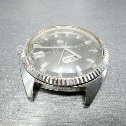 Citizen Crystal 7 Watch Men 38mm Gray Dial Silver Tone Daydate 33 Jewels PARTS