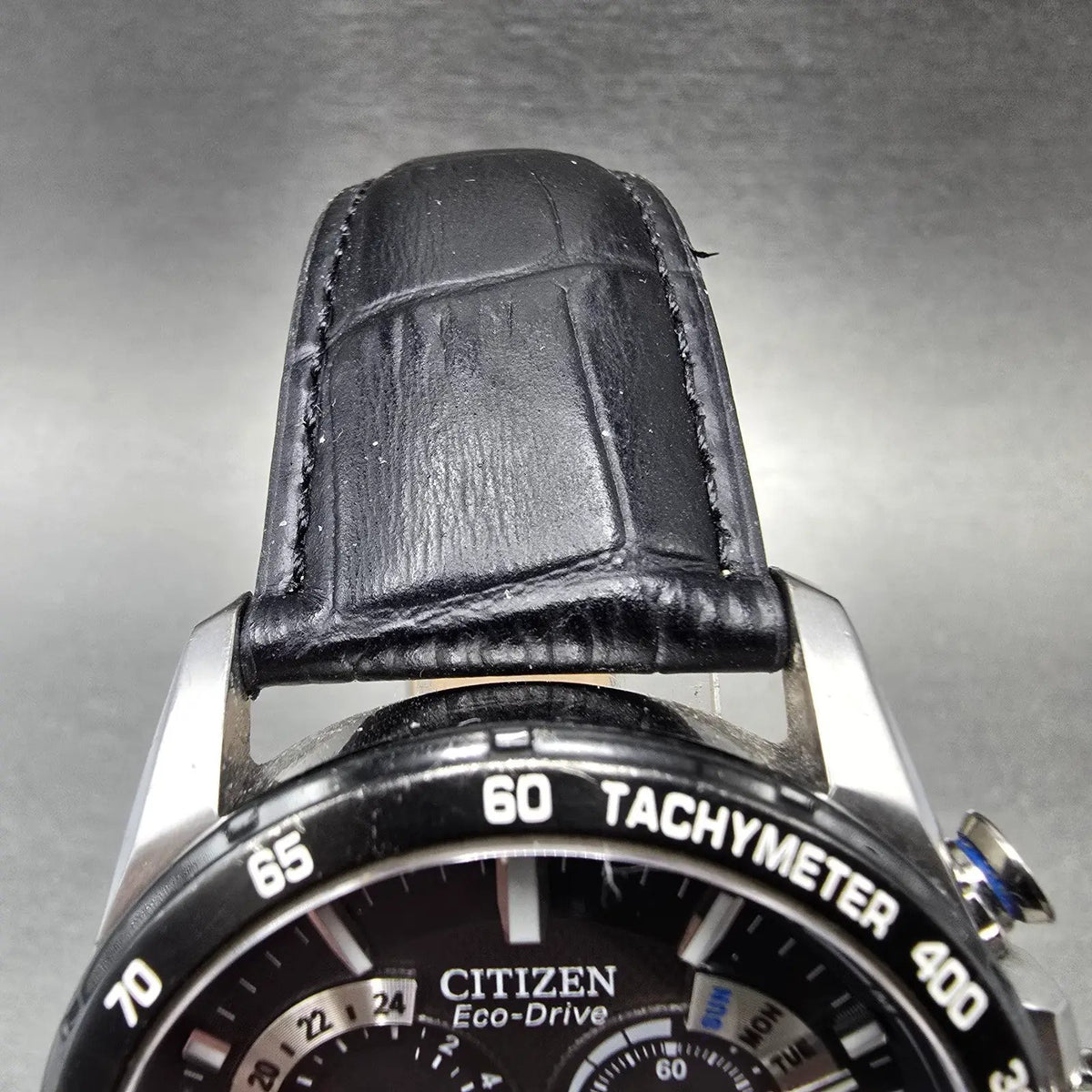Citizen Eco-Drive Chronograph Watch Men 42mm Black Dial Titanium Date CB5908-57E4