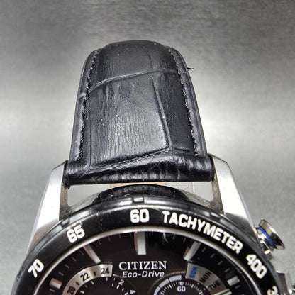 Citizen Eco-Drive Chronograph Watch Men 42mm Black Dial Titanium Date CB5908-57E4