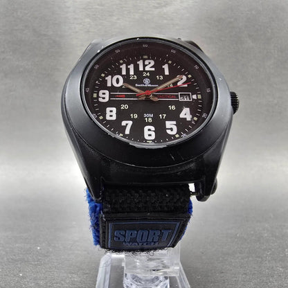 Smith and Wesson Watch Men 43mm Black Dial Black Tone Date Round New Battery5