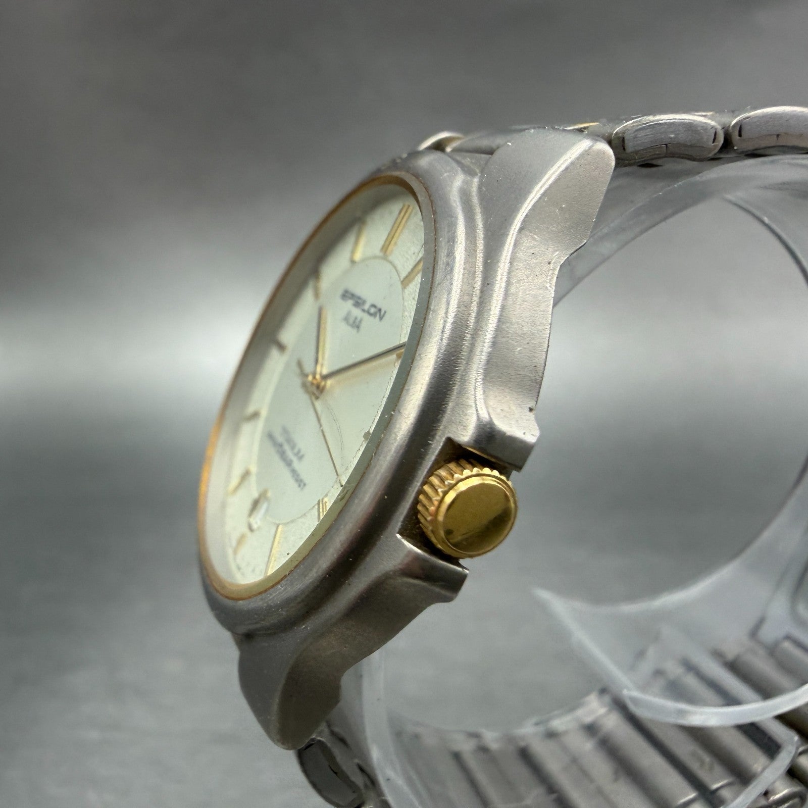 Seiko Alba Epsilon Watch Men 34mm Champagne Titanium Two Tone Date New Battery2
