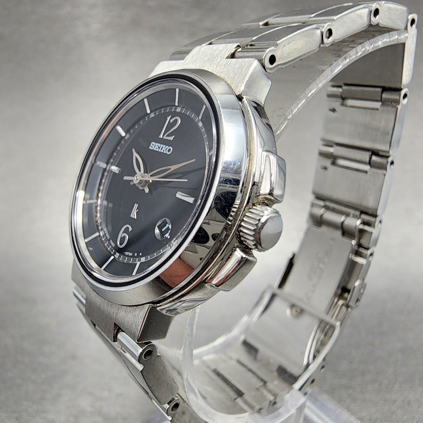 Seiko Lukia Watch Women 28mm Black Dial Stainless Steel Date Round New Battery2