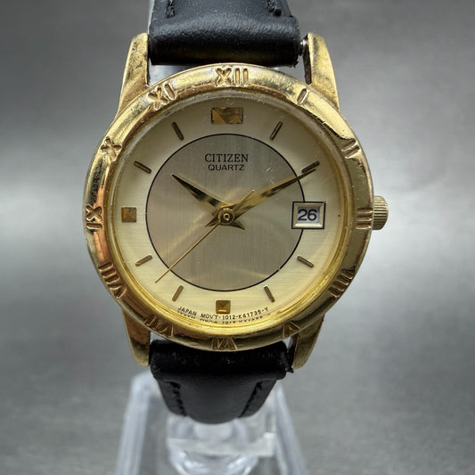 Citizen Watch Women 24mm Champagne Dial Gold Tone Date 1012-K13131 New Battery 90