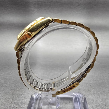 Seiko SQ Watch Women 24mm Gold Dial Gold Tone Daydate Round 2A23-0039 New Batt6