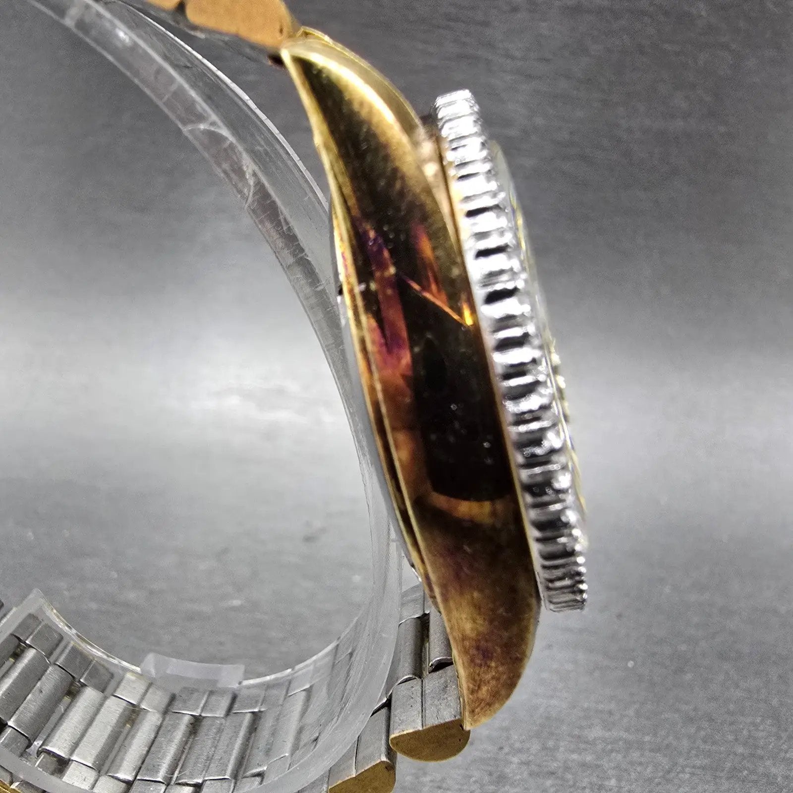 Waltham President Watch Men 36mm Gold Dial Gold Tone Daydate Round New Battery4