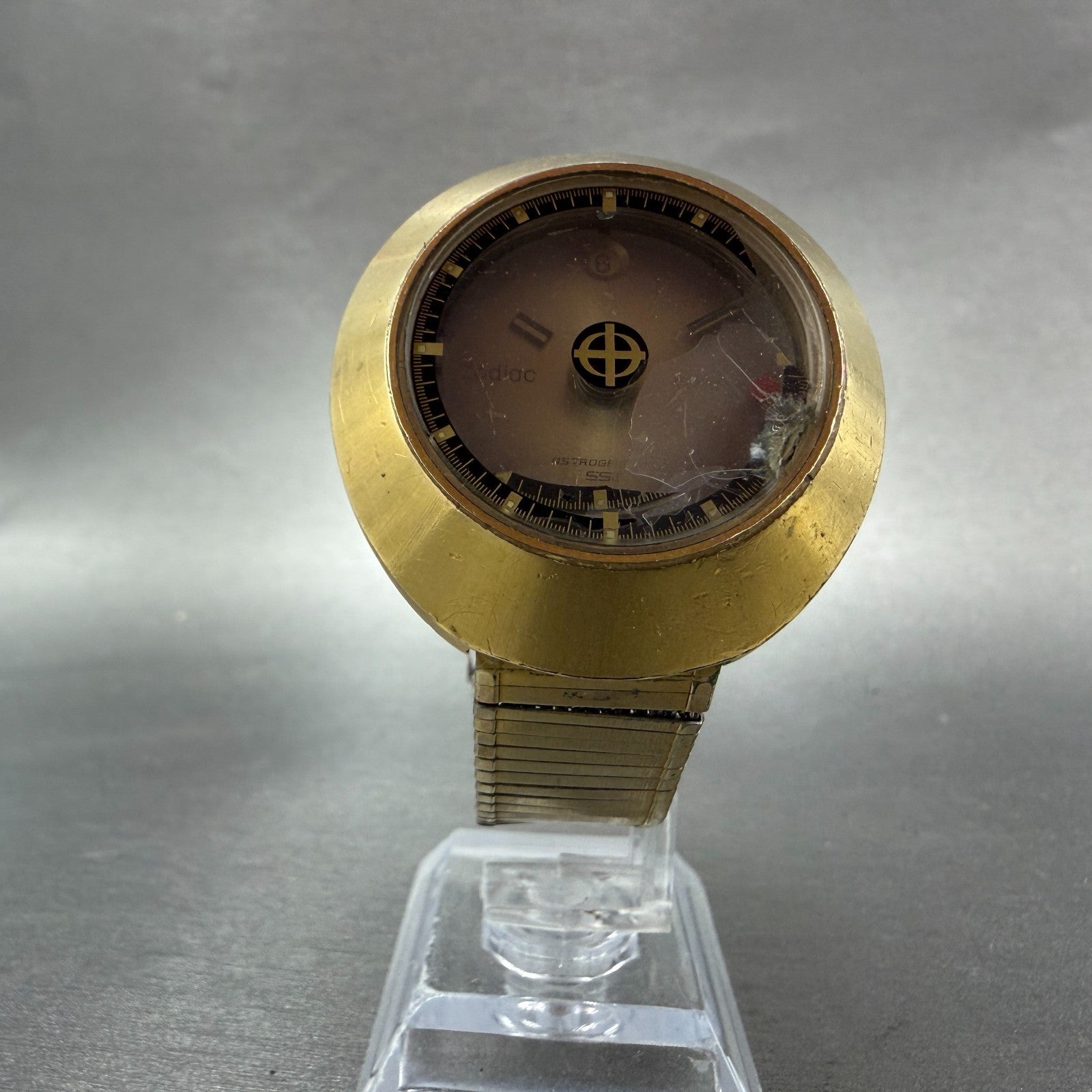 Zodiac Astrographic SST Watch Men 40mm Brown Dial Gold Tone Date Automatic Runs5