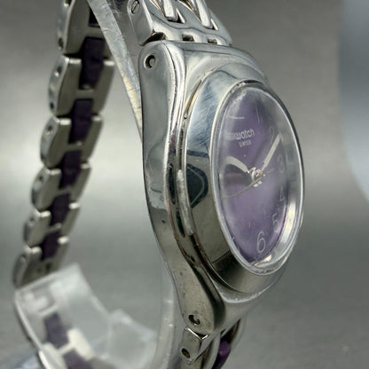 Swatch irony Plummy Purple Watch Women 25mm Purple Dial Steel New Batt YSS275G3