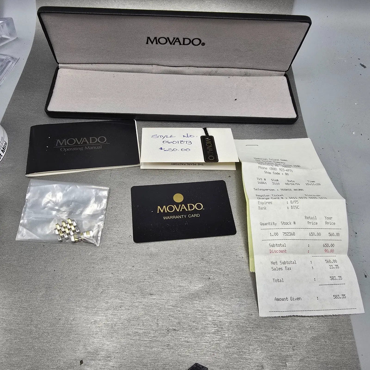Movado Esperanza Watch Men 33mm Black Dial Two Tone 84.19.861 New Battery VHU11