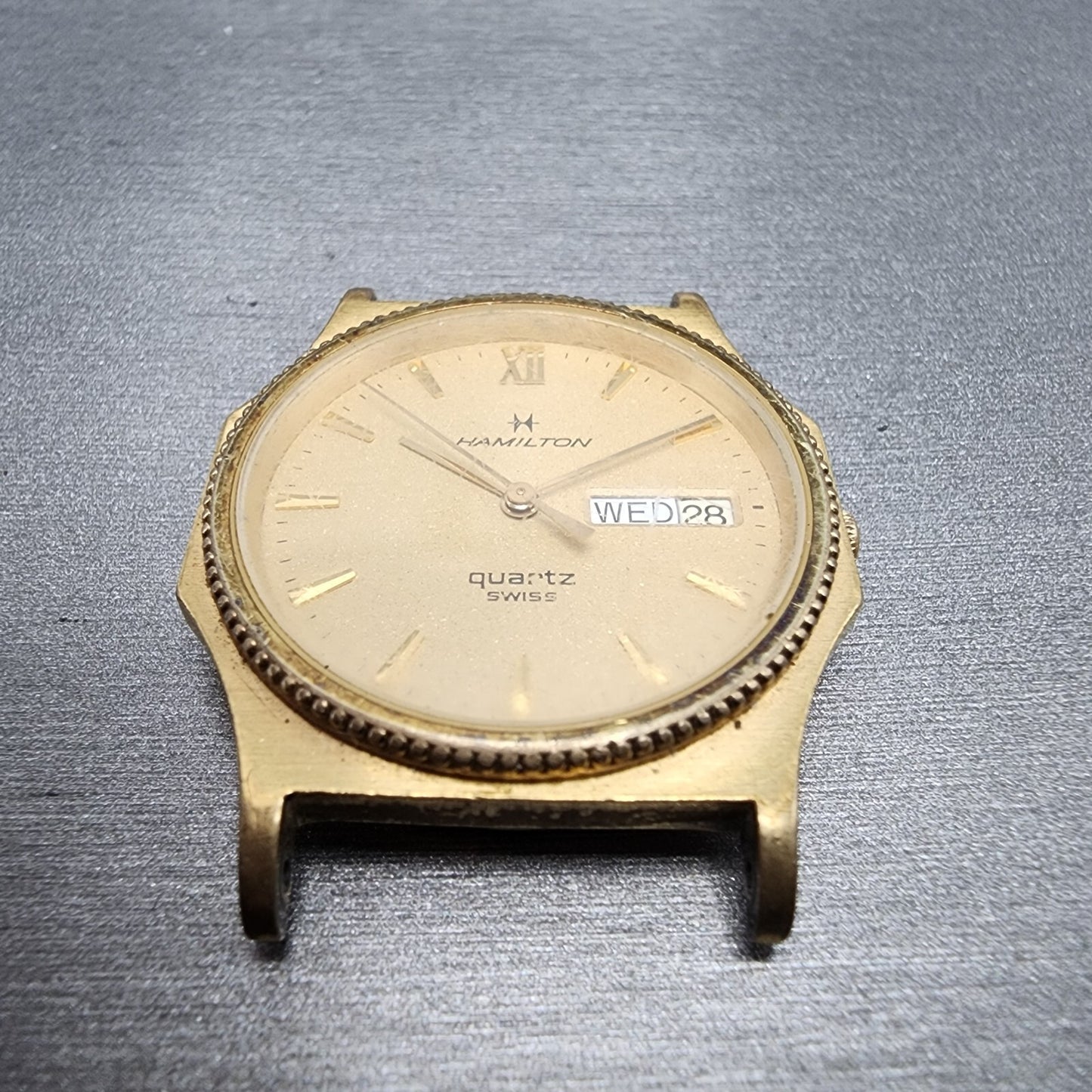 Hamilton Watch Men 32mm Gold Dial Gold Tone Daydate READ!!! 9978 New Batt2